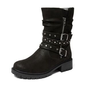 Ruiee Womens Black Mid-Calf Riding Boots Size 8.5 W